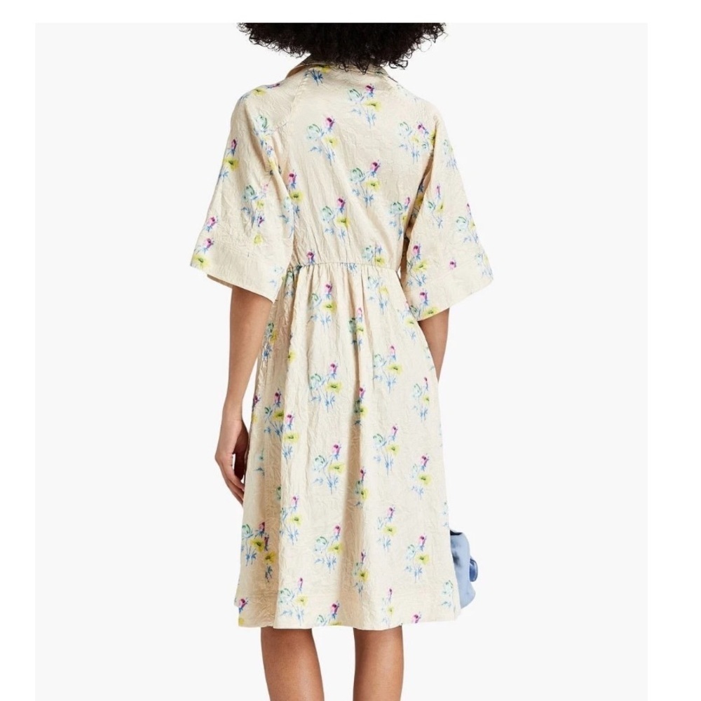 GANNI crinkled butter yellow floral dress - Picture 2 of 7
